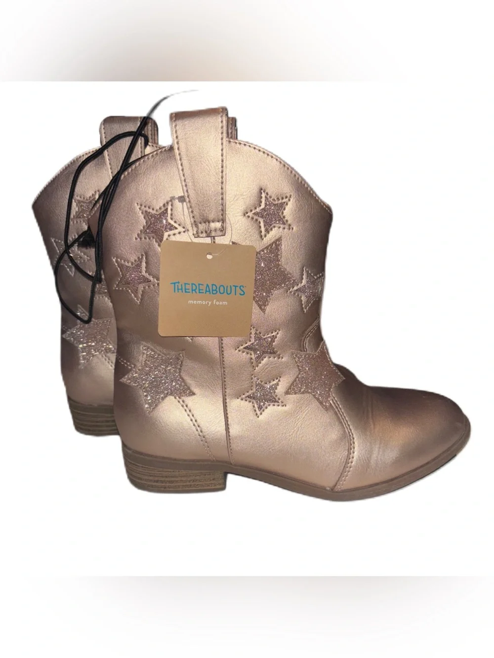 Thereabouts Girls Metallic Sienna Rose Gold Stars Western Cowgirl Ankle Boots 2